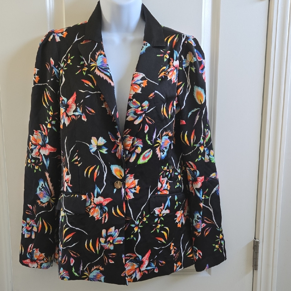 Bar III|Black Floral Blazer|Size 4